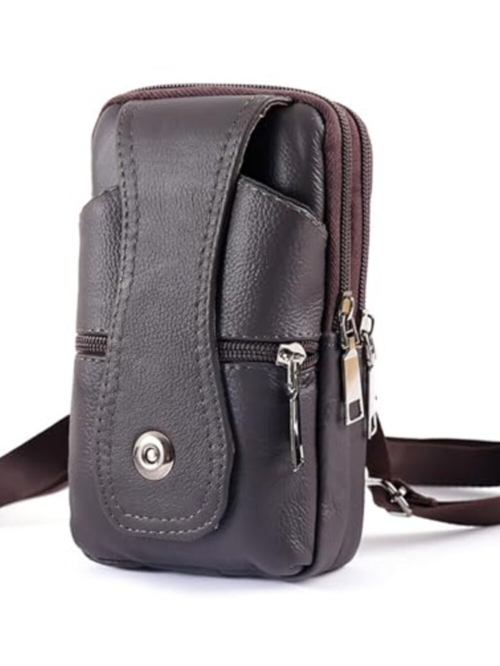 Genuine Leather Phone Pouch Crossbody Waist Pack Anti-Theft Belt Bag
